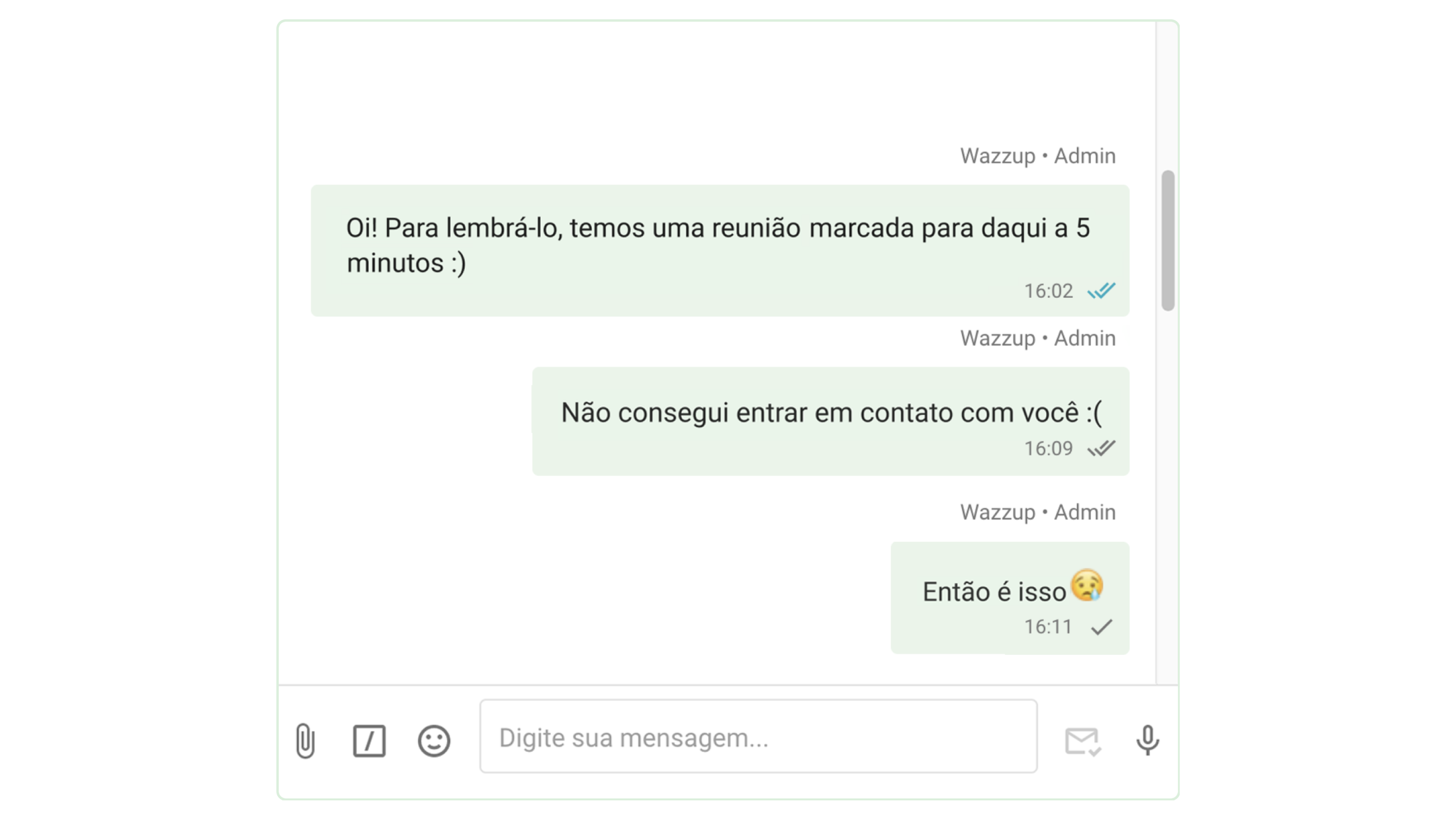 Marcas de seleção mostram quando uma mensagem foi enviada, entregue e lida